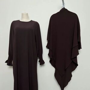 Jilbab & Abaya Dark Brown Set